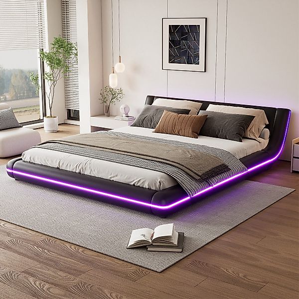 autolock Polsterbett Flachbett, Bodenbett, PU, LED-Umgebungslicht,weiß günstig online kaufen