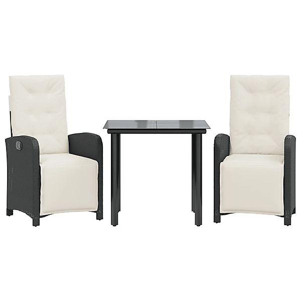 vidaXL 3-Tlg Bistro-Set mit Kissen Schwarz Poly Rattan 3212521 günstig online kaufen