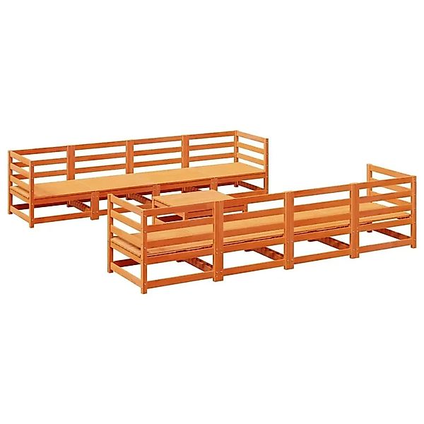 vidaXL 9-Tlg Garten-Sofagarnitur Wachsbraun Massivholz Kiefer 3299355 günstig online kaufen