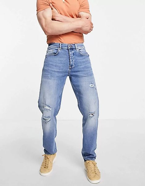 River Island – Locker geschnittene Jeans in Hellblau günstig online kaufen