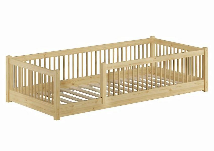 ERST-HOLZ Bett Kinderbett niedriges Bodenbett Kiefer natur 90x200 Kleinkind günstig online kaufen