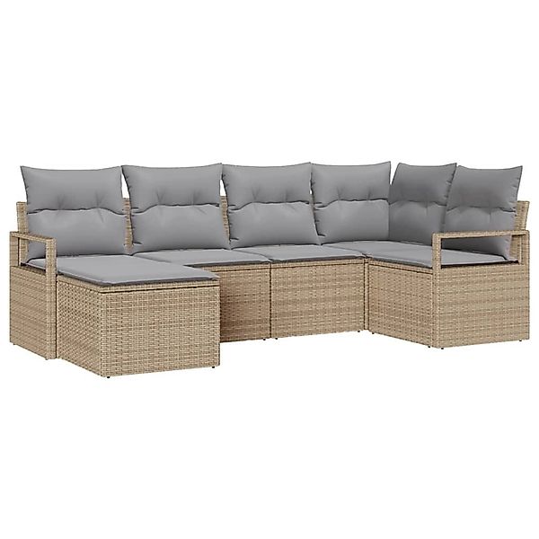 vidaXL Garten-Sofa-Set 6-Tlg Beige Poly Rattan 3346450 günstig online kaufen