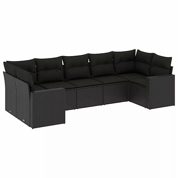 vidaXL 7-tlg Garten-Sofagarnitur mit Kissen Schwarz Poly Rattan Modell 15 günstig online kaufen