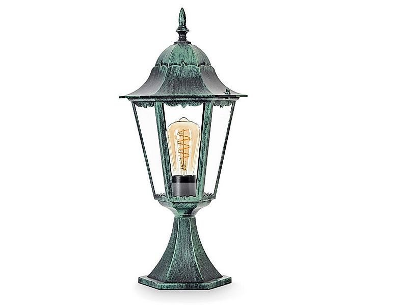 hofstein Pollerleuchte Sockelleuchte aus Metall/Glas in Schwarz-Grün/Klar, günstig online kaufen