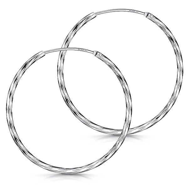 Materia Paar Creolen Damen Silber gekordelt günstig online kaufen