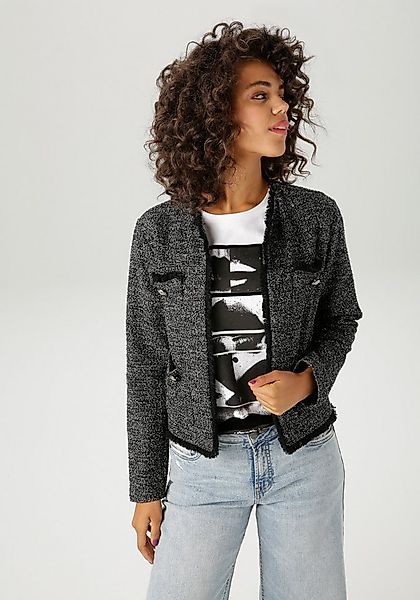 Aniston CASUAL Kurzblazer aus meliertem Bouclé-Jacquard mit Glanzfäden günstig online kaufen