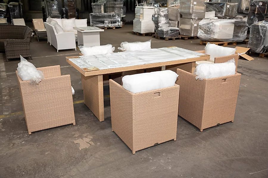 #HBM 2817: Tisch Avignon 200 + 6x Sessel Maui-sand günstig online kaufen