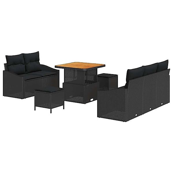 vidaXL Garten-Sofa-Set mit Kissen 8-Tlg Schwarz Poly Rattan 3362594 günstig online kaufen
