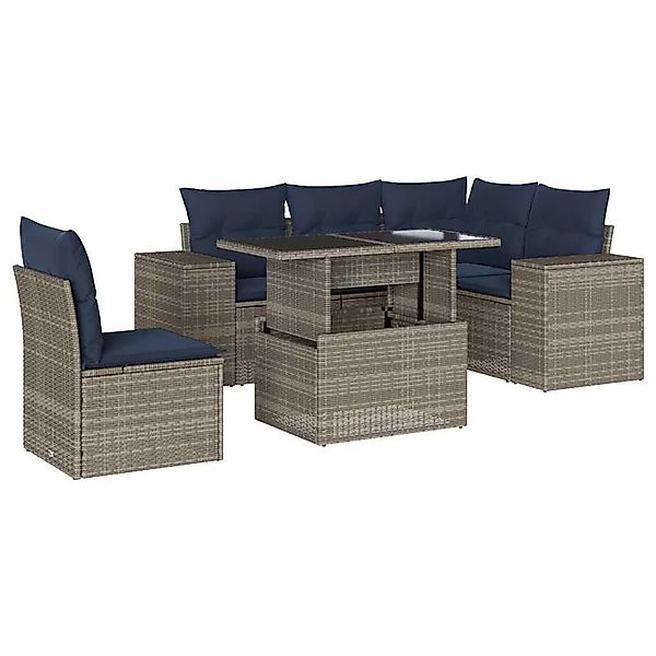 vidaXL 6-Tlg Gartensofa-Set mit Kissen Grau Polyrattan 3269171 günstig online kaufen