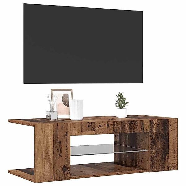 vidaXL TV-Schrank mit LED-Leuchten Altholz-Optik 90x39x30 cm 856325 günstig online kaufen