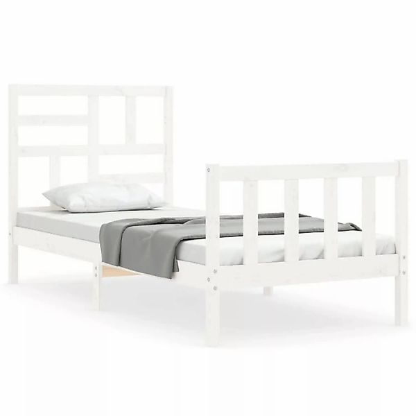 vidaXL Massivholzbett mit Kopfteil Weiß 90x200 cm1689892 günstig online kaufen