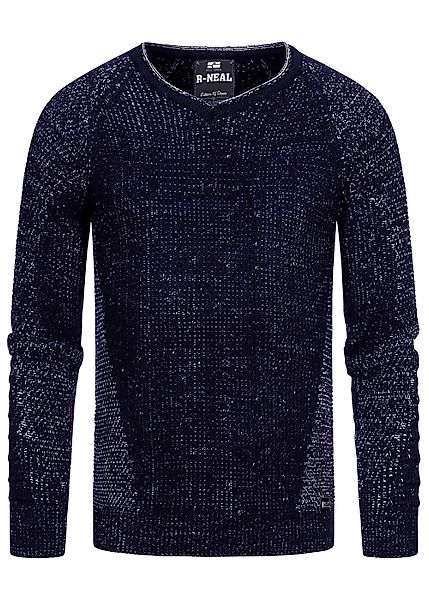 R-NEAL V-Ausschnitt-Pullover V-Neck Ripped Grobstrick Pullover günstig online kaufen