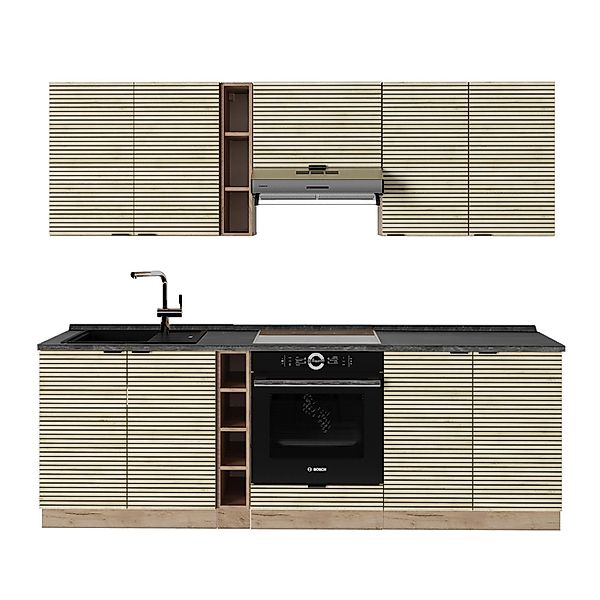 Vicco Fame-Line Küchenzeile Eiche Paneel/Goldkraft Eiche 235 cm AP Anthrazi günstig online kaufen