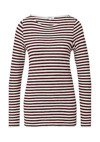 s.Oliver Langarmshirt - Gestreifter Longsleeve aus Flammgarn günstig online kaufen