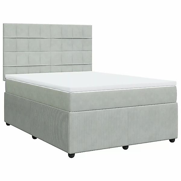 vidaXL Bettgestell Boxspringbett mit Matratze Hellgrau 140x200 cm Samt Bett günstig online kaufen