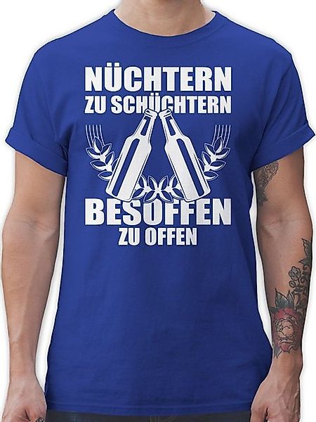 Shirtracer T-Shirt Nüchtern zu schüchtern - besoffen zu offen - weiß Party günstig online kaufen