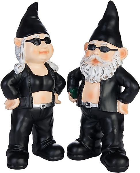 BRUBAKER Gartenzwerg Rocker Paar Gartenzwerge Dekoration günstig online kaufen