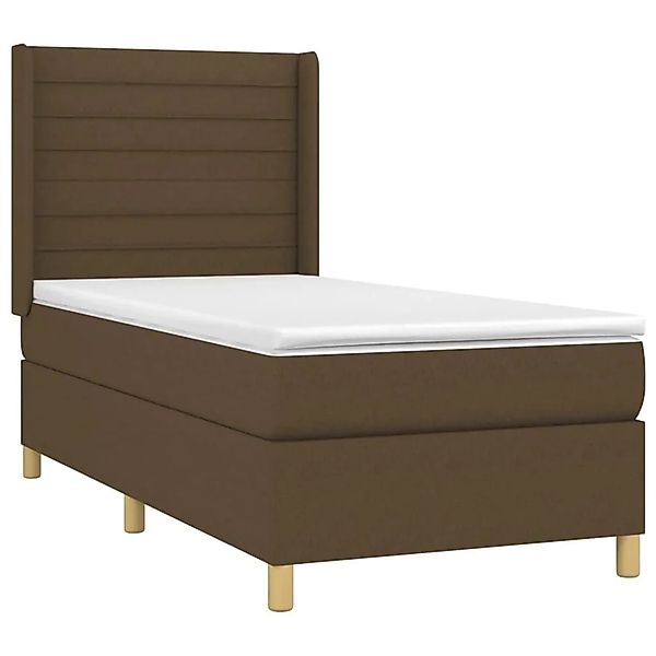 vidaXL Boxspringbett mit Matratze & LED Dunkelbraun 90x190 cm Stoff 3138920 günstig online kaufen