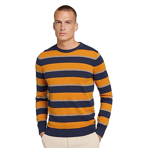 Tom Tailor Basic Striped Pullover M Beige Navy Block Stripe günstig online kaufen