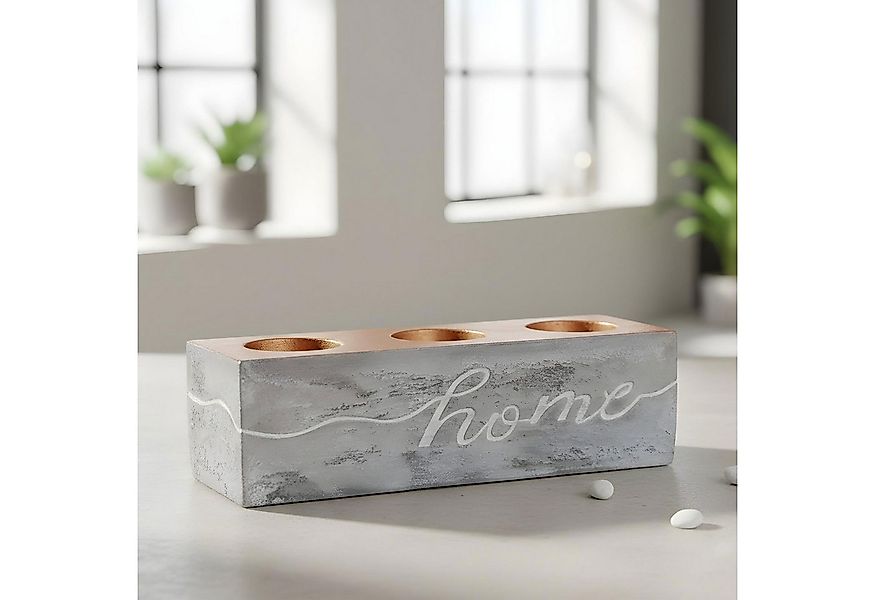 Levandeo® Teelichthalter, Teelichthalter Beton Grau Kupfer Home Tischdeko K günstig online kaufen