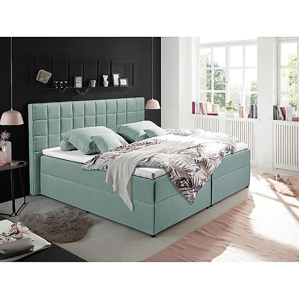 home24 loftscape Polsterbett Loiz 180x200 cm Webstoff Pastellblau mit Bettk günstig online kaufen