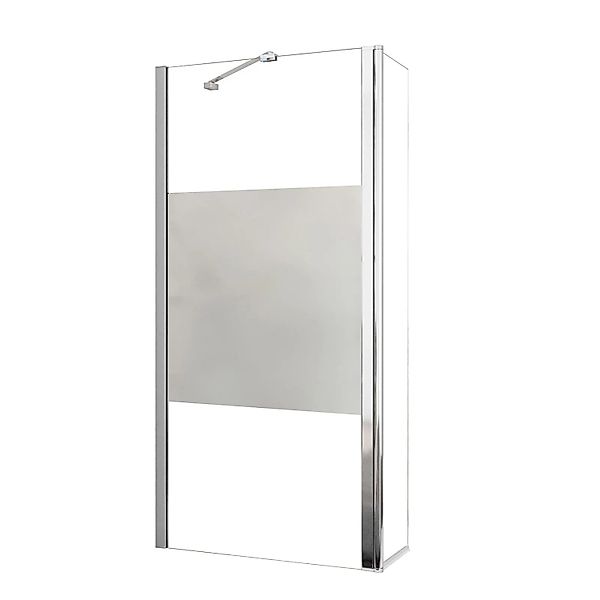 AICA Walk In Duschkabine 140x200cm Milchglasstreifen Duschwand +40x200cm Fl günstig online kaufen