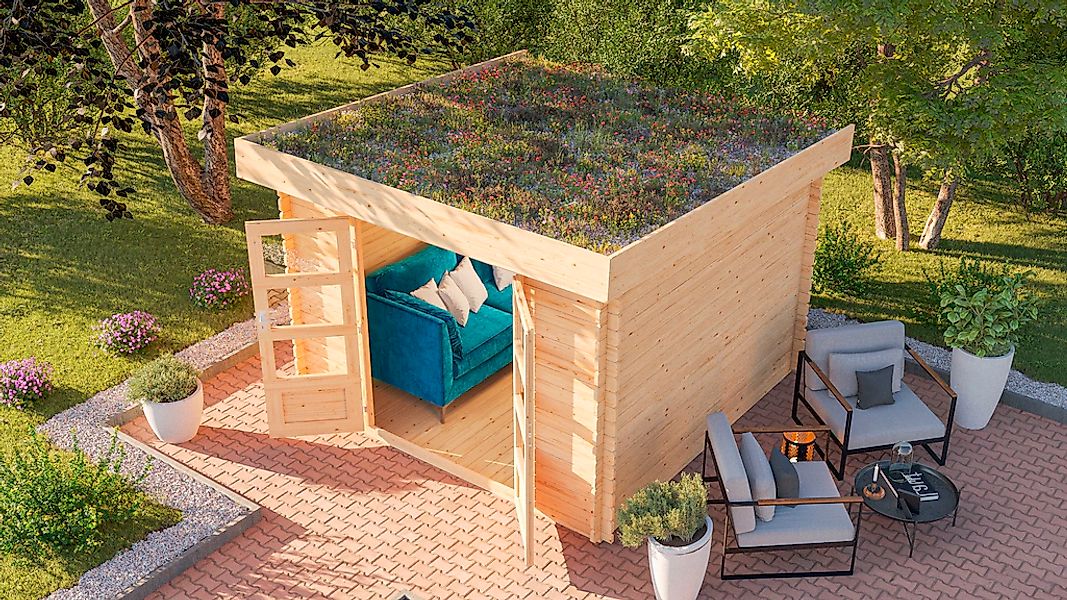 Karibu Gartenhaus ""Lumet 5" Set", naturbelassen oder anthrazit, Schneelast günstig online kaufen
