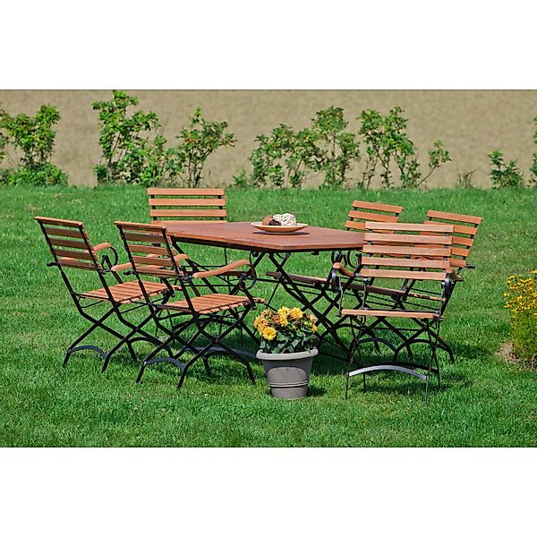 Merxx Schlossgarten Set 7-tlg. Gartentisch Ausziehbar 100/150 x 90 cm günstig online kaufen
