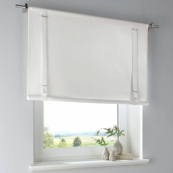 Kutti Raffrollo "Tim" mit Stangendurchzug freihängend Baumwolle weiß Raffga günstig online kaufen