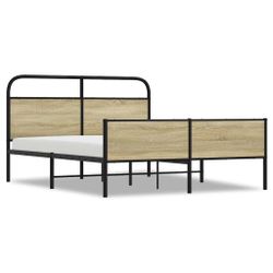 vidaXL Bett Metallbett ohne Matratze Sonoma-Eiche günstig online kaufen