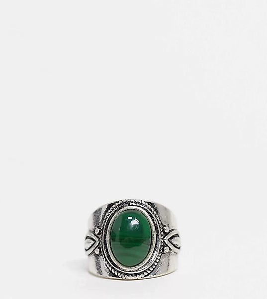 Reclaimed Vintage – Inspired – Silberfarbener Ring mit Stein günstig online kaufen
