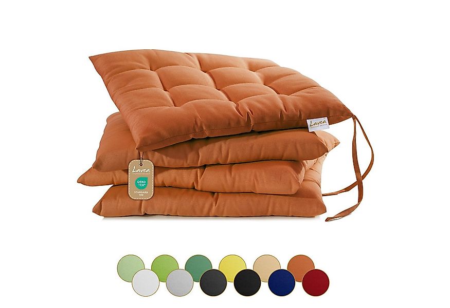 Lavea Stuhlkissen MONACO, Sitzkissen 4er Set – 40x40 cm, mit Stoffbändern, günstig online kaufen