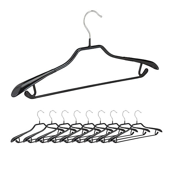 relaxdays Kleiderbügel 10er Set schwarze Anzugbügel günstig online kaufen
