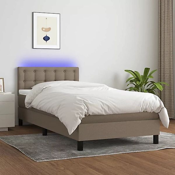 Vidaxl Boxspringbett Mit Matratze & Led Taupe 100x200 Cm Stoff günstig online kaufen