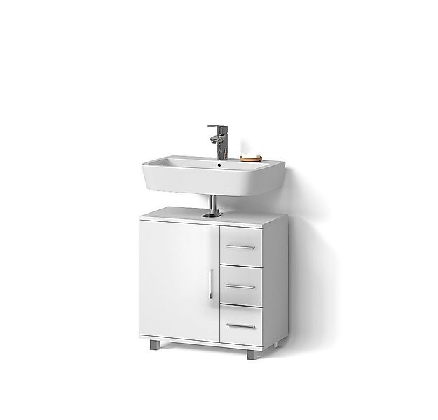 Livinity® Waschbeckenunterschrank Eisak, Weiß Hochglanz, 60 x 60.8 cm günstig online kaufen