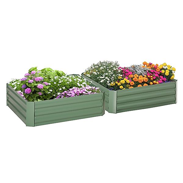 HOMCOM Gartenbeet Pflanzkasten 100x100x30cm aus verzinktem Stahl in Grün fü günstig online kaufen