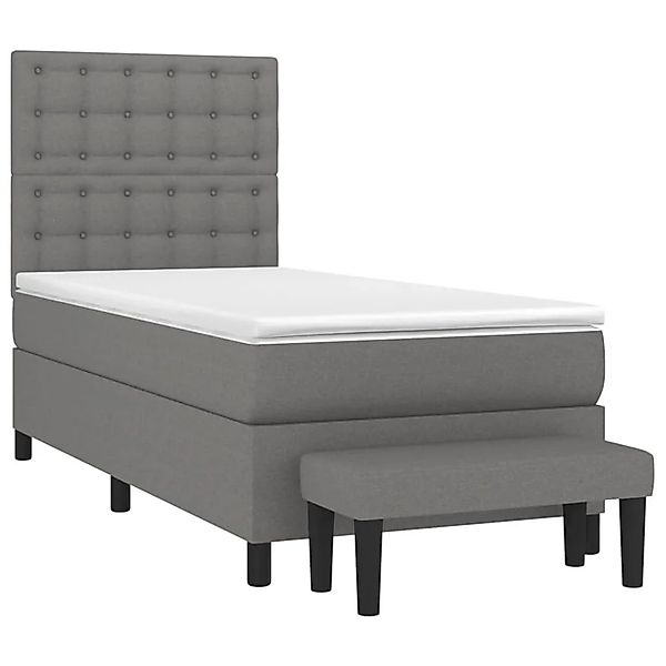 vidaXL Boxspringbett mit Matratze Dunkelgrau 90x190 cm Stoff 3136878 günstig online kaufen
