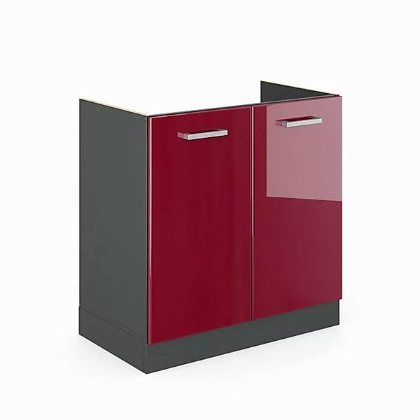 Vicco Spülenunterschrank R-Line, Bordeaux Hochglanz/Anthrazit, 80 cm ohne A günstig online kaufen