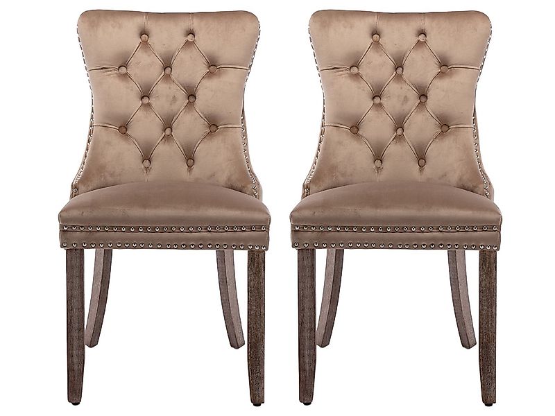 SeedWave Esszimmerstuhl 2er-Set Küchenstuhl Samtbezug, Holzfüße mit Verstel günstig online kaufen