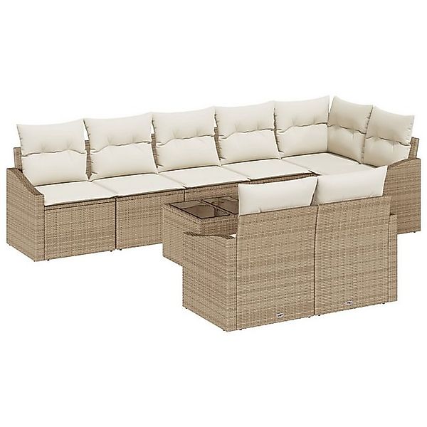 vidaXL Loungesofa 9-teiliges Garten-Esszimmer-Set mit Kissen Braun Poly-Rat günstig online kaufen