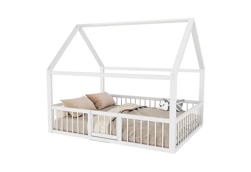 Flieks Kinderbett, Hausbett Metallbett Doppelbett 140x200cm mit Lattenrost, günstig online kaufen
