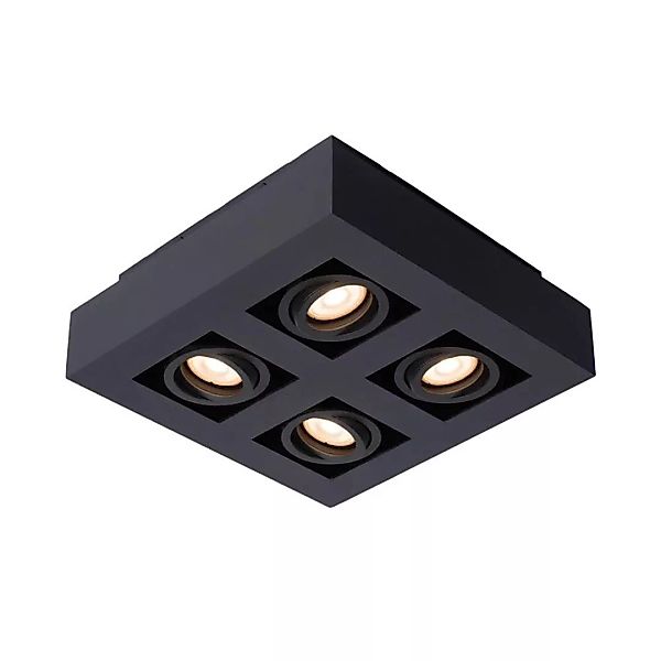 LED Deckenleuchte Xirax GU10 4x5W in Schwarz 4-flammig günstig online kaufen