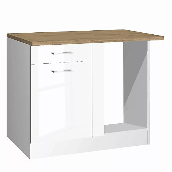 Held Möbel Küchen-Eckschrank Mailand 110 cm Hochglanz Weiß/Weiß günstig online kaufen