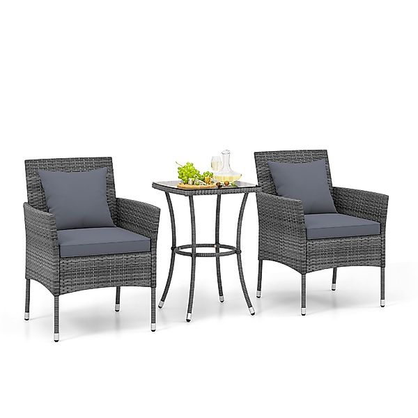 COSTWAY Balkonset, (3-tlg), 2 Personen, Rattan, günstig online kaufen