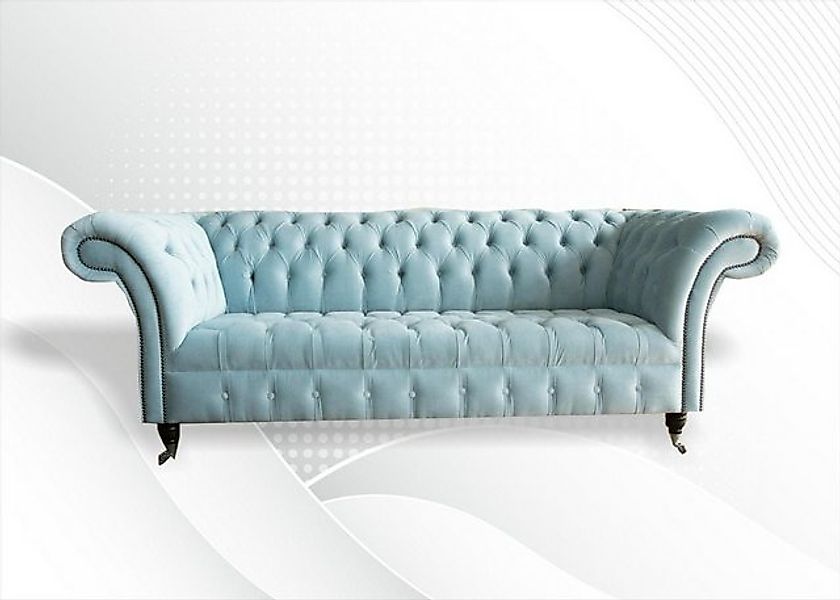 Xlmoebel Sofa Leichtblaues Chesterfield-Samtsofa mit Stoffbezug und Polster günstig online kaufen