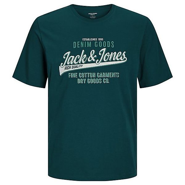 Jack & Jones Rundhalsshirt Große Größen Herren T-Shirt petrol Logoprint Jac günstig online kaufen