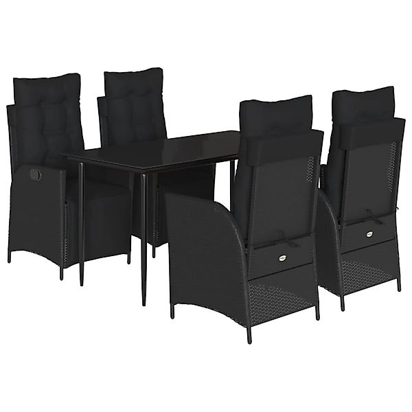 vidaXL 5-Tlg Garten-Essgruppe mit Kissen Schwarz Poly Rattan 3213394 günstig online kaufen