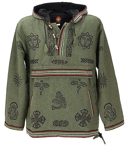 Guru-Shop Sweater Goa Kapuzenshirt, Baja Hoodie - grün Hippie, alternative günstig online kaufen