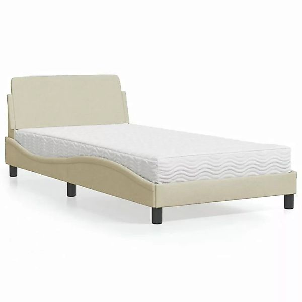 vidaXL Bett Bett mit Matratze Creme 100x200 cm Stoff günstig online kaufen