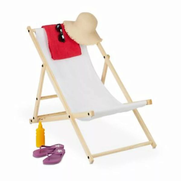 relaxdays Liegestuhl Holz klappbar weiß günstig online kaufen